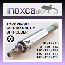 TORX PIN HOLE SCREWDRIVER INSERT BIT 25mm + MAGNETIC HOLDER CR-V 1/4" HEX DRIVE