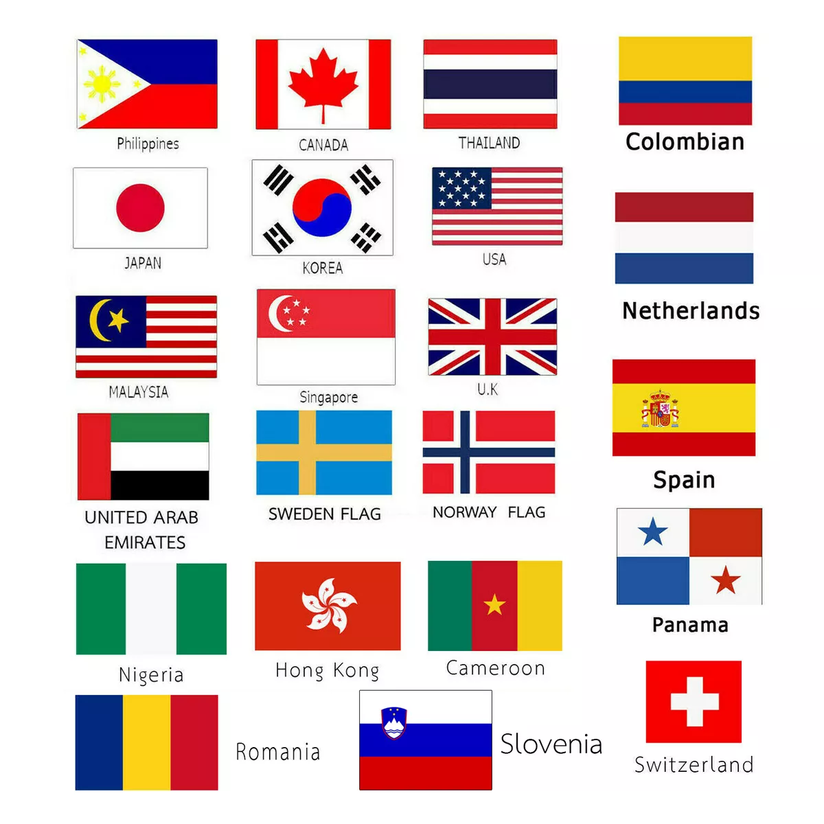 National Flags Of Countries With Their Names
