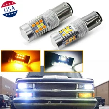 2x 2357 Switchback White/Amber LED Turn Signal Light Bulbs for Chevy C1500/K1500