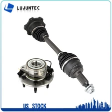 (2) For GMC Sierra 1500 2014-2018 4WD Front CV Axle Shaft + Wheel Hub Bearing