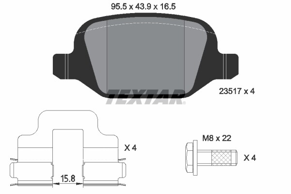 Textar 2351703 Bremsbelagsatz, Scheibenbremse FüR Alfa Romeo, Fiat, Lancia-image