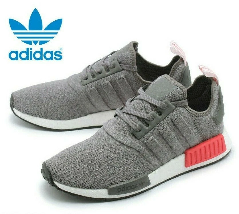 Adidas Originals NMD R1 Grey Shock Red White Boost BD7730 Men&#039;s US 10 Shoes | eBay