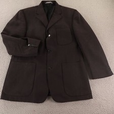 Haggar Jacket M Brown Gray Herringbone Lyocell Polyester Blazer Sport Coat 42R