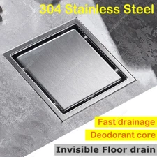 Square Shower Floor Drain 6" Tiled Insert Grate Hair Strainer Drain Bathroom