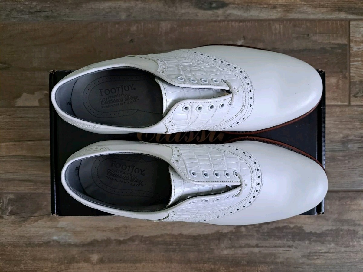 NEW Footjoy Classics Dry Premiere Mens Golf Shoes 50566 WH/WH Croc