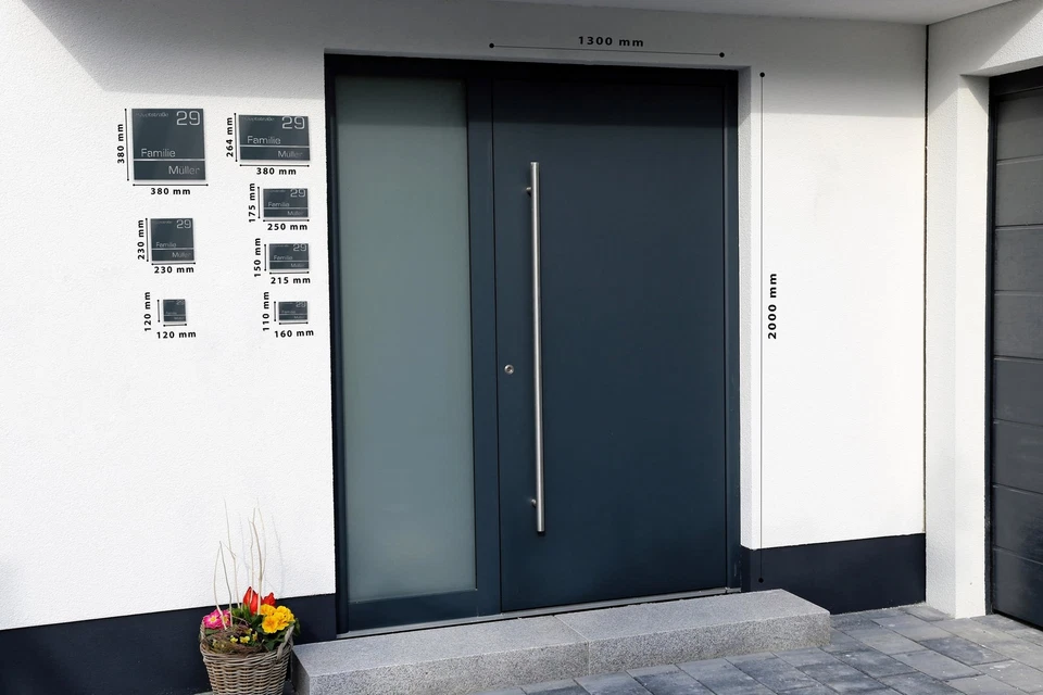 Graviers Haus Nr. Straße Name Schild Edelstahl Anthrazit anpassbar Hausschild - Image 2 of 4