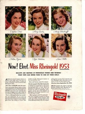 #ad 1952 Rheingold Beer Elect Tippi Hedren or another for 1953 original ad $16.00