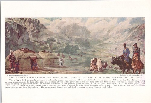 1936 Magazine Print Art Kirghiz Yurt Painting