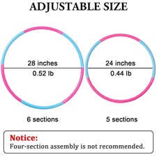 Kids Exercise Hoop, Size Adjustable Toy Ring, Blue/Pink