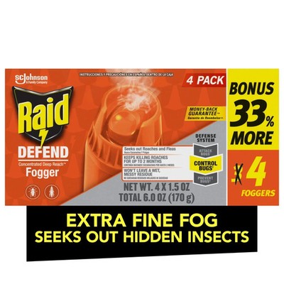 Raid  Concentrated Deep Reach Pest Killer, Fogger for Roaches 1.5 fl oz, 4 Cans