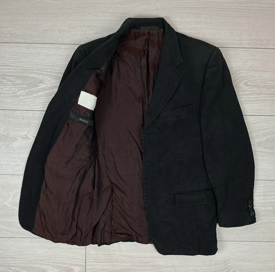 Chaqueta Blazer Gucci Tom Ford Era Vintage Algodón Negro Tres Botones 48... - Imagen 2 de 4