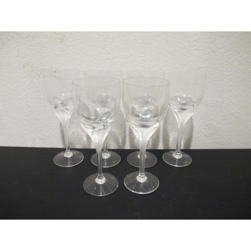 Set (6) Rosenthal Studio Linie Iris Frosted Stem Crystal White Wine Glasses