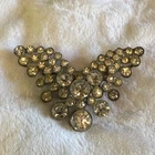 Vintage 1950s Clear Rhinestone Wing Brooch Mid Century Costume Jewelry
