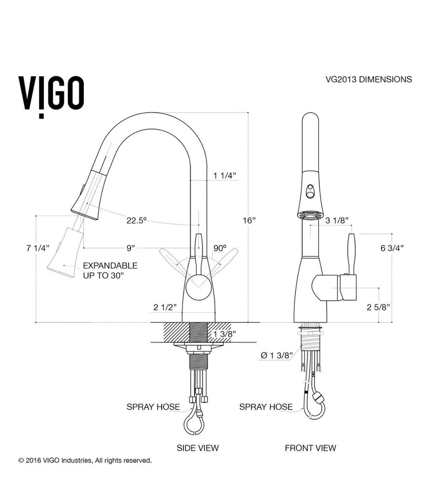 Vigo VG02013ST Aylesbury grifo de cocina extraíble de una sola manija de acero inoxidable Foto 2 de 3