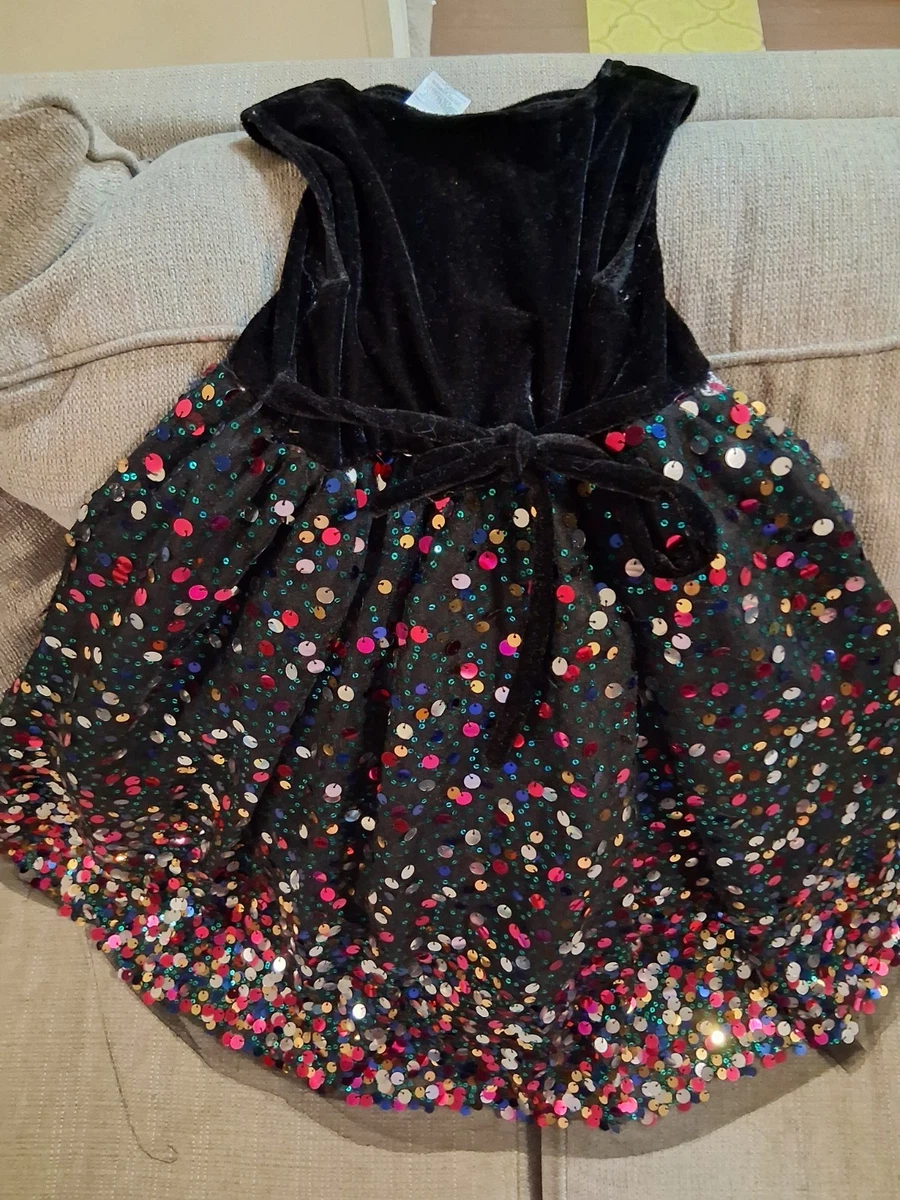 black tie new years eve dress LAINEY Black Short Sleeve Midi Dress with Floral Rainbow Embroidery