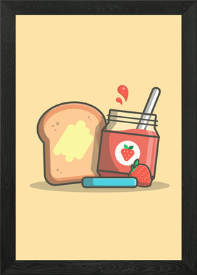 Brot mit Erdbeermarmelade gerahmtes Wandbild Poster Leinwanddruck Bild