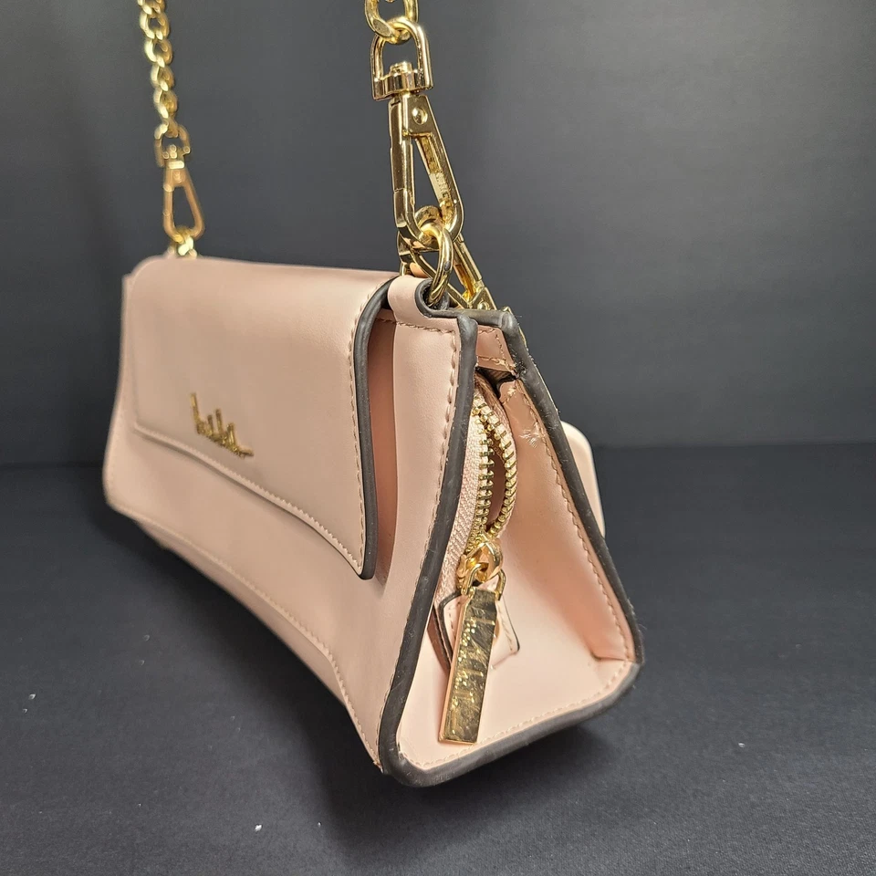 Nicole Miller Baguette Long Shoulder Bag Crossbody Strap Purse Flap Closure Pink - Image 4 of 4