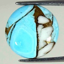 06.90Cts Cotton Candy Pink Copper Turquoise Round Cabochon Loose Gemstone