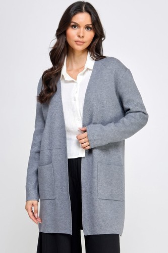 Basic weicher Long Line Pullover Cardigan mit offener Vorderseite - Bild 1 von 17