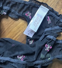 Vtg &lsquo;04 Victoria Secret Sexy Little Things butterfly Thong Sz S HTF Roses Mesh