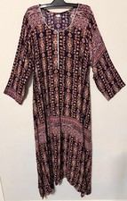 Women's Kaftan Maxi Casual Dress Loose Long Coverup Gown Brown Maroon XL 46-48