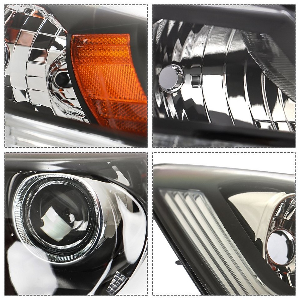 ACP Clear Headlight Assembly Set W/ LED DRL – Fits 2013-2015 Honda Accord Sedan – Black Housing – Left + Right