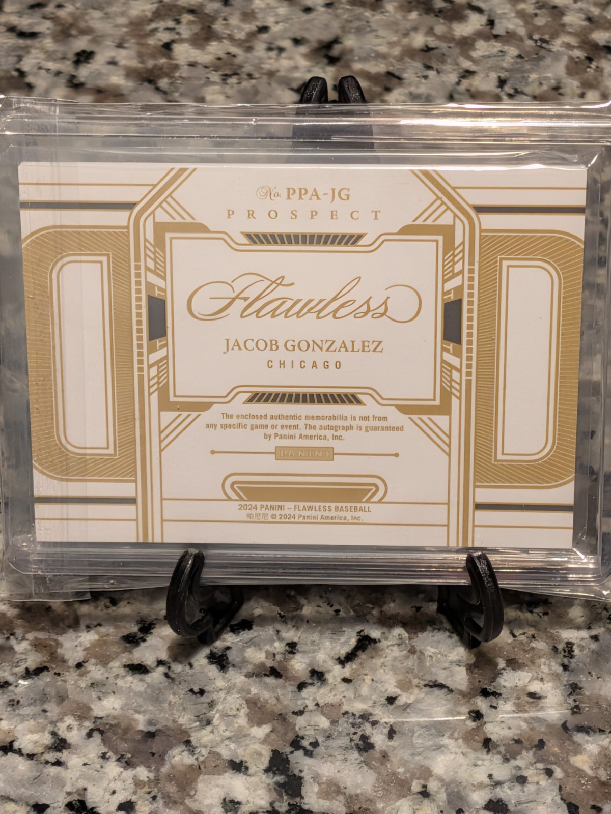 Jacob Gonzalez Flawless Ruby Patch Auto 1/20 Tri Color Number Horizontal ALPHA view 3