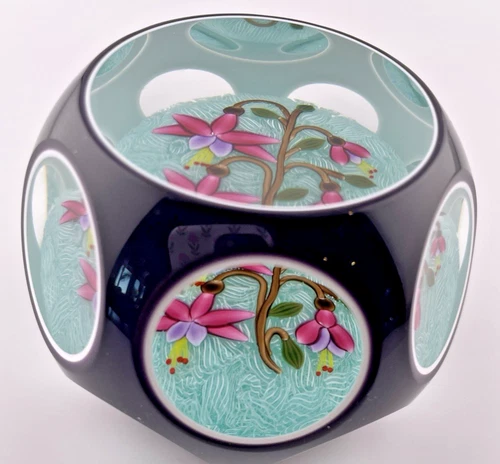 Peter McDougall 2011 Purple/White Double Overlay Fuschia Paperweight