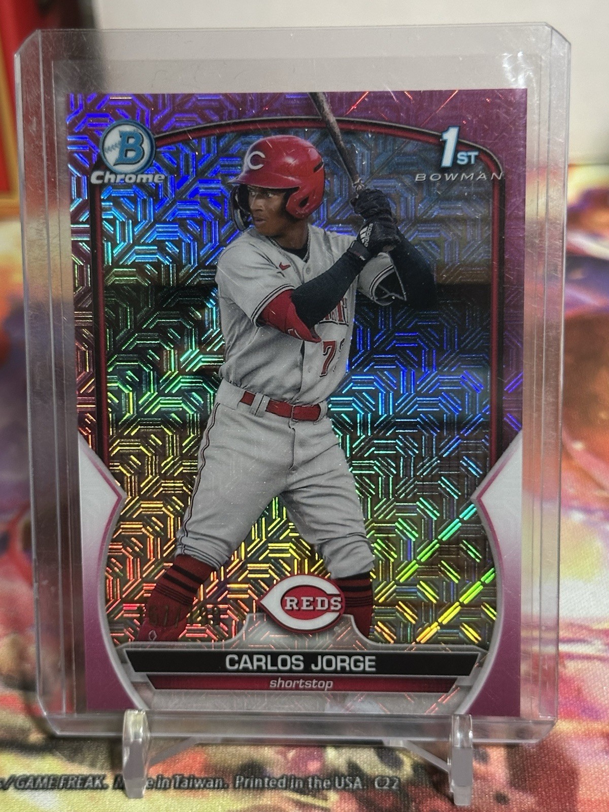 Carlos Jorge 2023 Bowman #BCP-120 Chrome Prospects Mojo Pink #/199 Reds