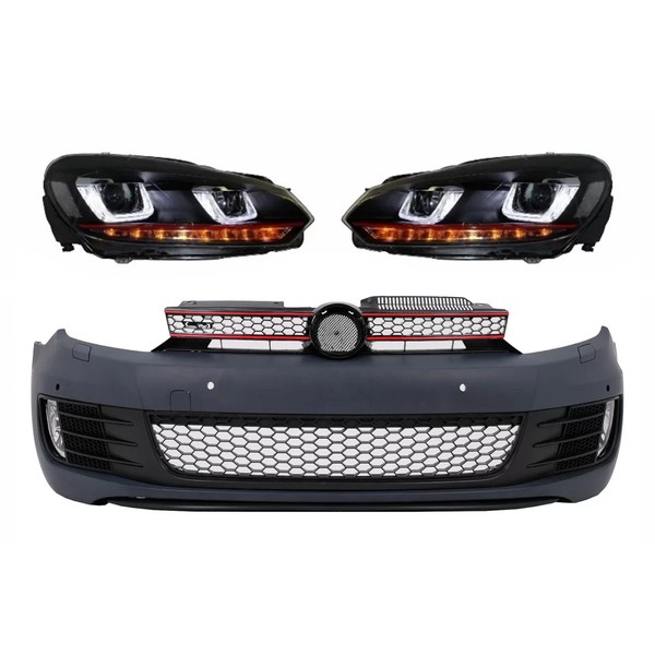 StoßStange FüR VW Golf VI 6 08–13 GTI Look Scheinwerfer LED Licht Rot GTI RHD-image