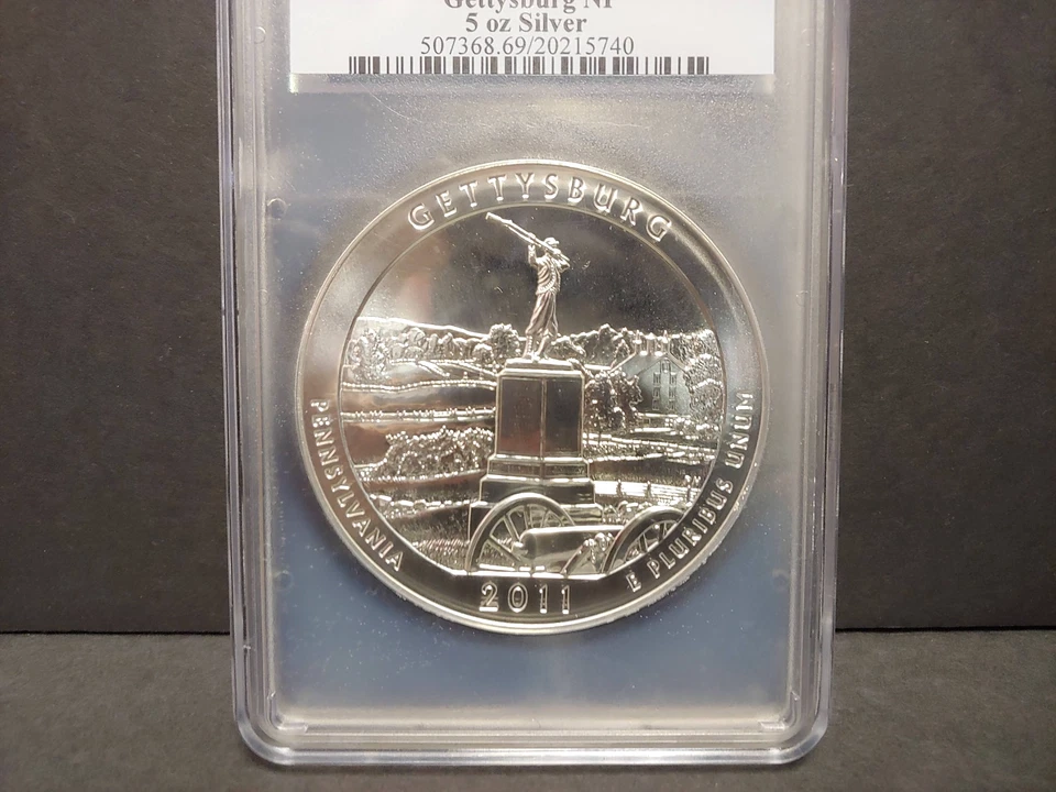 2011 Gettysburg America The Beautiful 5 Oz Silver Coin PCGS MS69 First Strike - Image 3 of 4