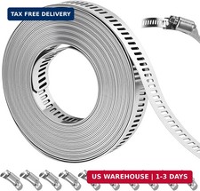16 FT DIY Hose Clamps Assortment Kit,304 Stainless Steel Hose Clamps  Worm Gear D