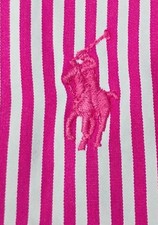 GIRL'S "Polo Ralph Lauren" Pink And White Striped Button-Down Shirt Dress 8