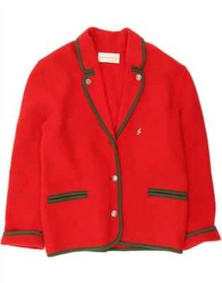 KITZ-PICKER Damen Strick 3 Knopf Blazer Jacke UK 14 Large rot Lammwolle DA50