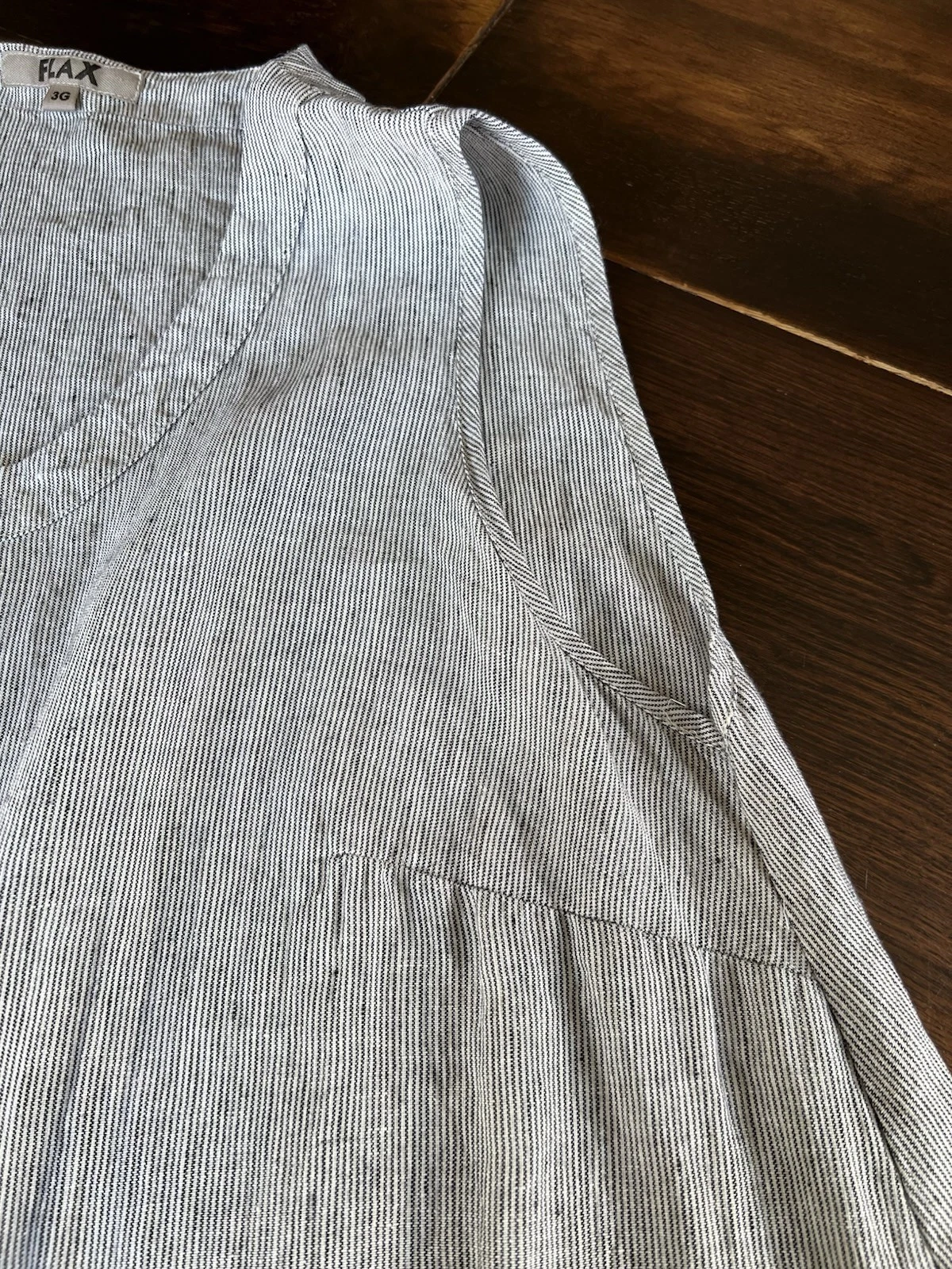 VETEMENTS Abito smanicato lino donna taglie forti 3G 24 26 grigio righe costa boho