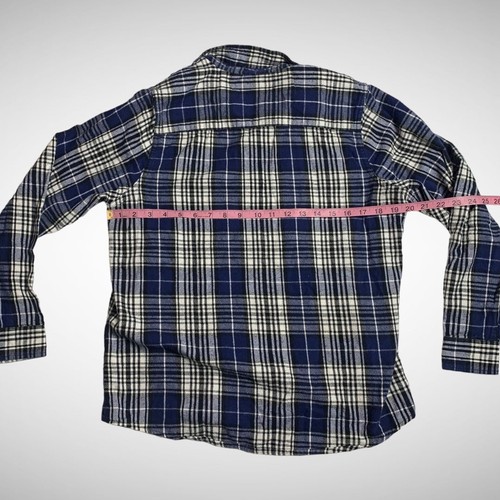 LL Bean Flannel Mens Medium Blue Plaid Button Down Long Sleeve Outdoor Pre Owned - Picture 4 of 7