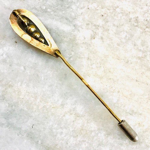 ANTQ Cappello Stick Spilla Bavero Nero Smalto Pasta Pietre Ottone Strass Vintage 3” - Foto 5 di 7