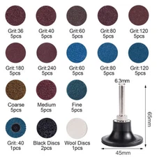 71X 2" Roll Lock Sanding Discs Set W/ 1/4 Holder Die Grinder Quick Change Disc