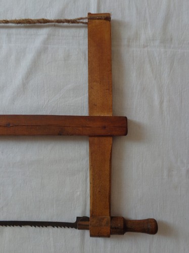 Antique Turning Saw 37" Vtg Two Men Bucksaw Bow Iron Blade Wood Frame Hand Tool - Picture 4 of 13