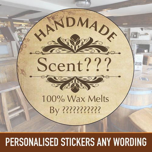 PERSONALISED STICKERS Wax Melts Oil Burner Scent Labels Business Candle 1040 - Afbeelding 1 van 6