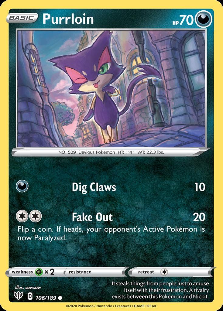 Pokemon Purrloin (106/202) Darkness Ablaze LP