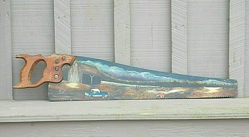 Saw Blade Folk Art Hand Painted Country 