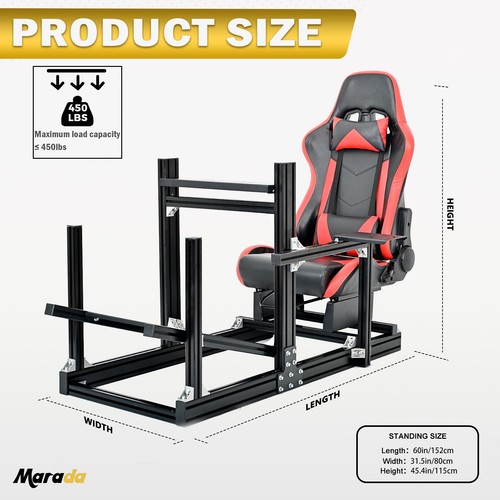 Marada Racing Simulator Cockpit Aluminum with TV Stand & Seat Fit Logitech G920 - Picture 81 of 119