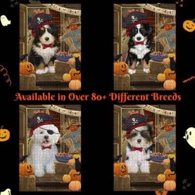 Halloween Trick Treat Dog Cat Pet Jigsaw Puzzle Games for Adults 500 Pc. 14''x20''