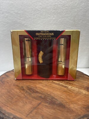  Revlon Outrageous Chic For Keeps 2 Lipcolor And Holder Set Pink Flame Real Rose