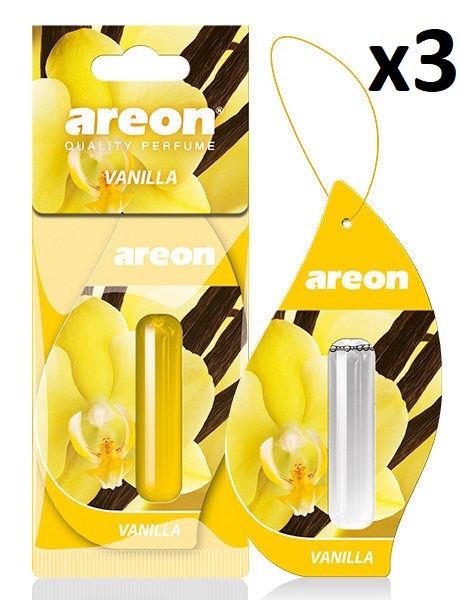 3 x Areon Liquid 5 ml. Profumo per auto alla vaniglia profumo albero deodoran...