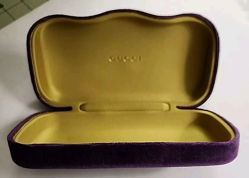 GUCCI Purple Velvet Eyeglasses Hard Case and Satin Bag PRE-OWNED - Image 3 of 4