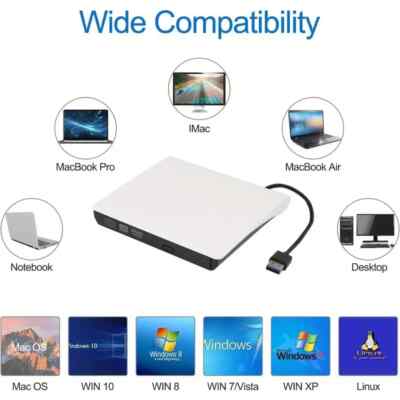 Externes CD DVD Laufwerk, USB 3.0 Tragbar Slim CD DVD Laufwerk Player Brenner Brenner R