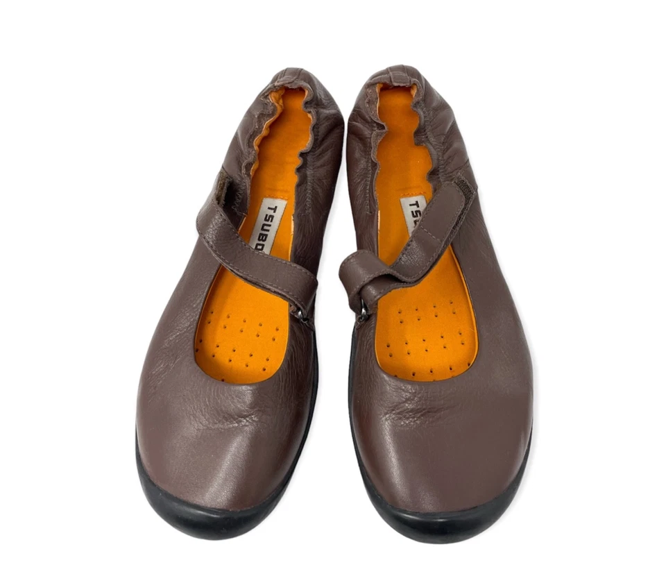 Zapatos planos de cuero marrón TSUBO Vacci Mary Jane para mujer talla 8 EU 38 Foto 3 de 4