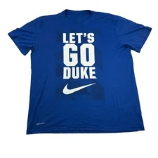 Duke University Nike Dri Fit T Shirt Mens XL Blue Lets Go Duke Short Sleeve